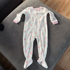 Carter's Pink and White Ballerina Print Footed One Piece